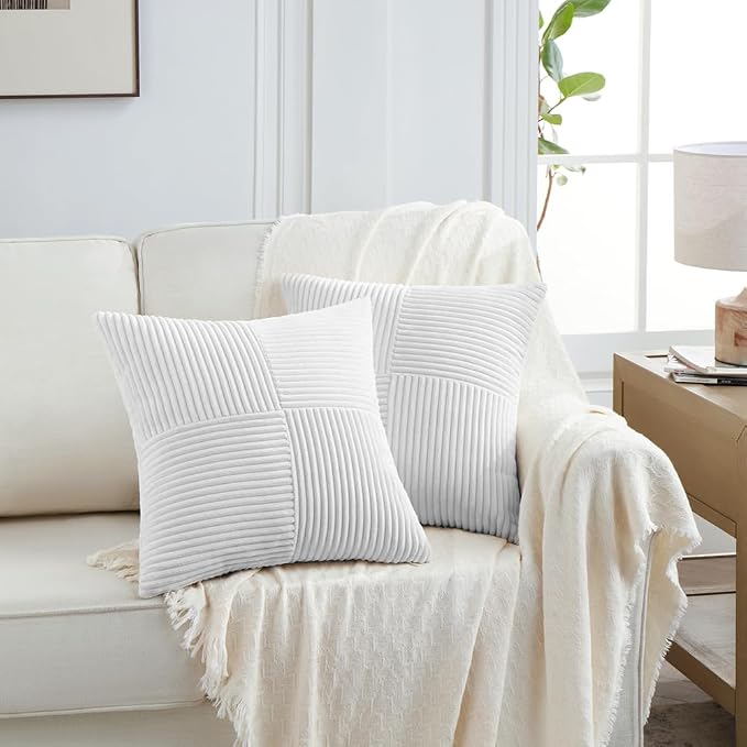 Fancy Homi 2 Packs Pure White Decorative Throw Pillow Covers 22x22 Inch - Image 6