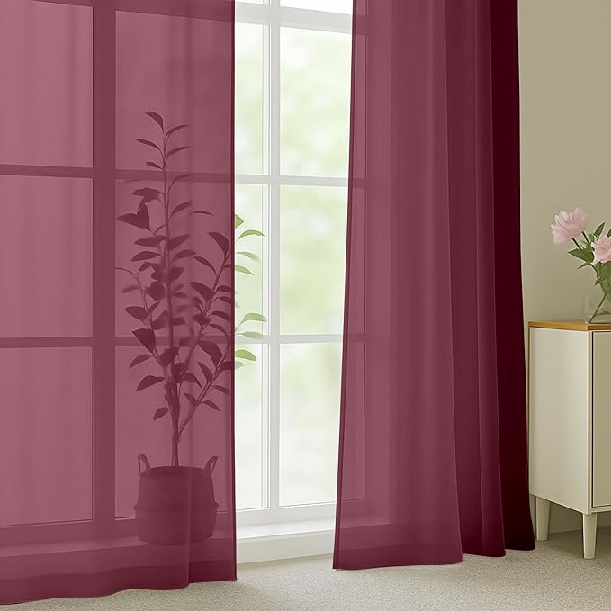 OWENIE Sheer Curtains 2 Panels Set - Image 8