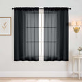 Black Window Sheer Curtains 54 inch Length, Soft Airy Light Filtering Sheer by Home