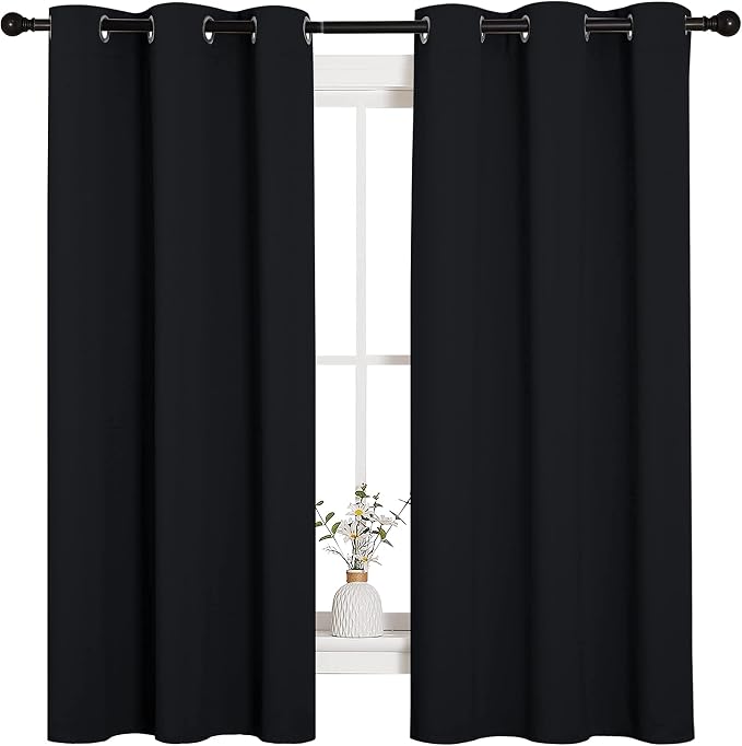 NICETOWN Pitch Black Solid Thermal Insulated Grommet Blackout Curtains/Drapes by NICETOWN
