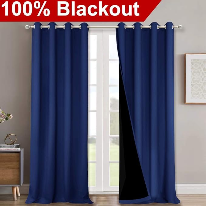NICETOWN Full Shading Curtains 90" Long 2 Panels Set - Image 2