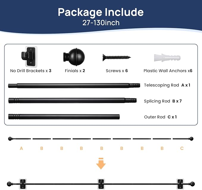 ENJOYBASICS No Drill Curtain Rods - Image 7