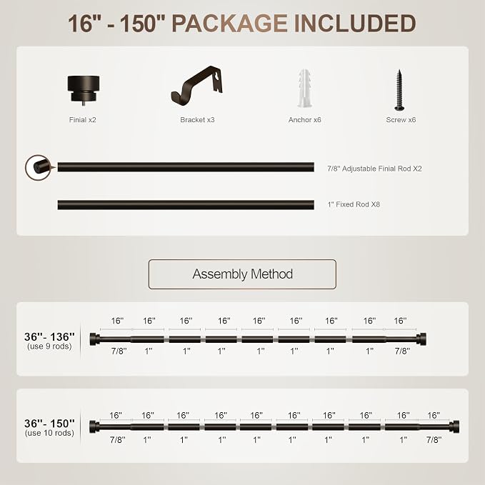 Lootkell Modern Brown Curtain Rods - Image 9