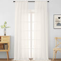 Ivory Sheer Curtains 120 Inches Long 2 Panels, Extra Long Light Filtering by Home