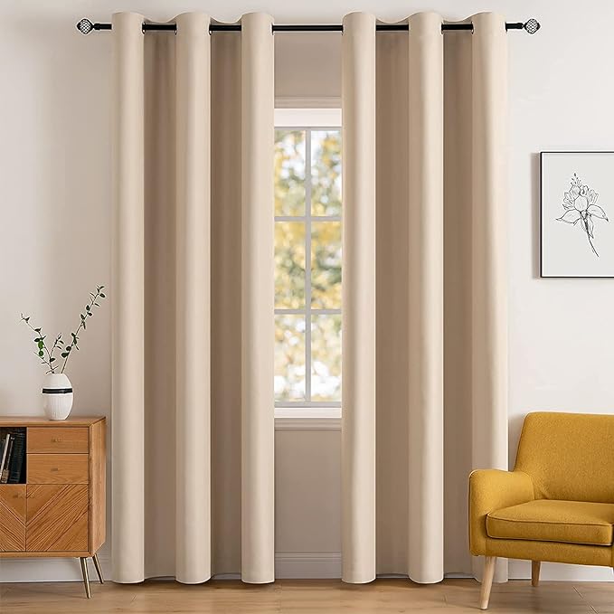 MIULEE 90" Long Room Darkening Curtains Thermal Insulated Drapes Solid Window by MIULEE