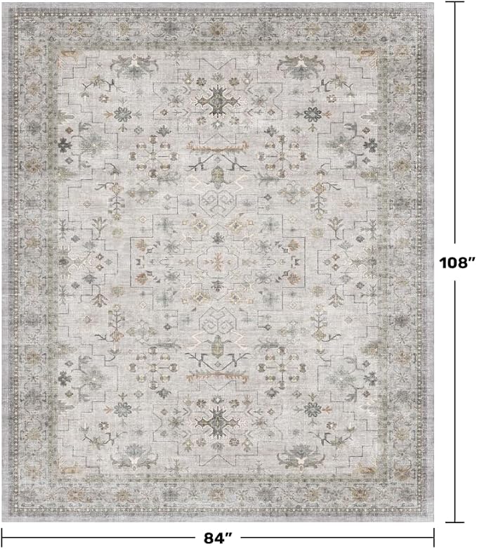 Hazo Haus Boho Light Grey Living Room Rug 7x9 - Image 2