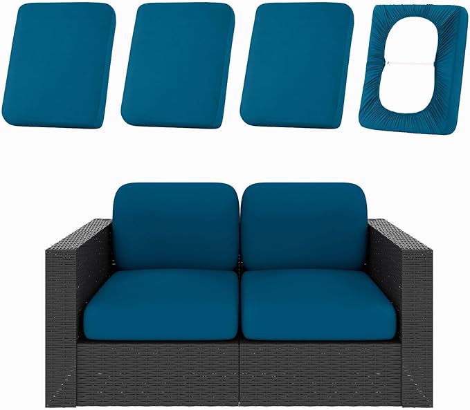 hyha 4Pcs Patio Cushion Covers, Stretch Outdoor Couch Cushion Covers, Washable by hyha