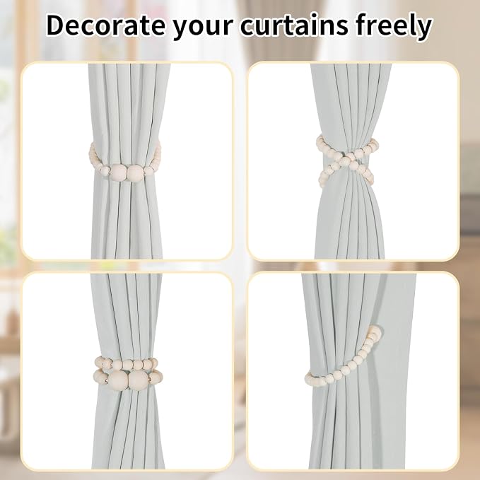 KLOGTSIND Magnetic Curtain Tiebacks, 6 Pack Curtain Holdbacks - Image 3