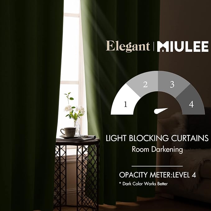 MIULEE Blackout Curtains Room Darkening Thermal Insulated Drapes Solid Window - Image 2