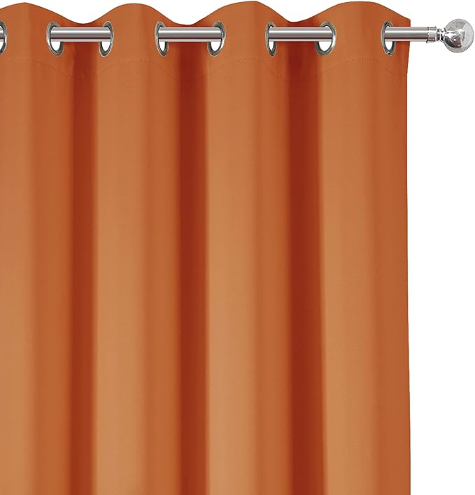 LEMOMO Blackout Curtains 52 x 95 inch/Orange Curtains Set of 2 Panels/Thermal - Image 6