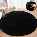 ORINOVA Black Round Rugs 8ft Machine Washable Rabbit Fur Area Rug Large Circle by ORINOVA