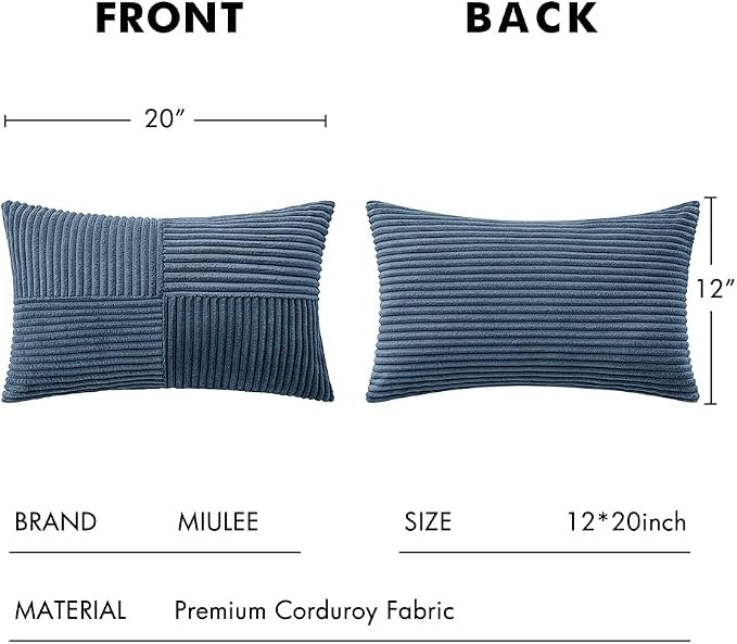 MIULEE Blue Decorative Lumbar Throw Pillow Covers 12x20 Inch - Image 6