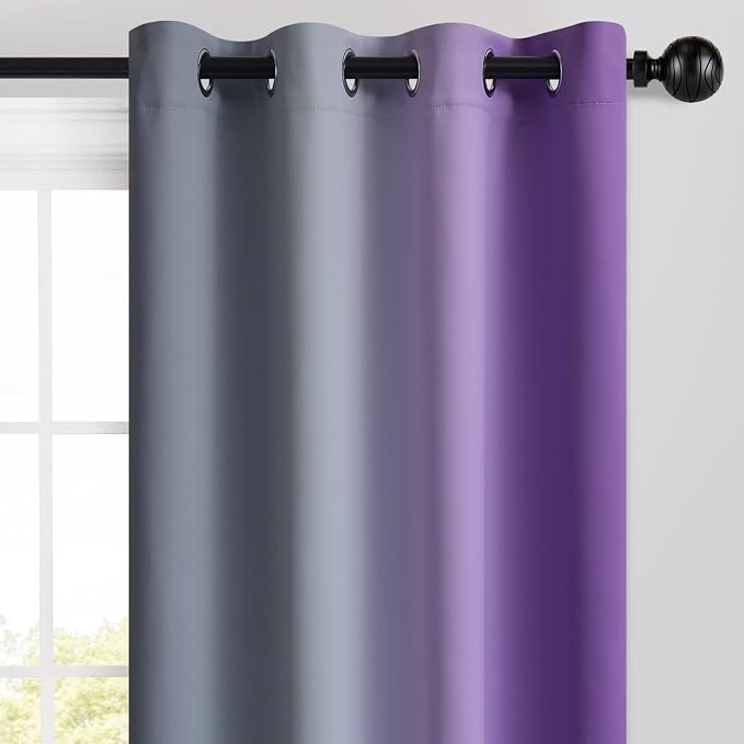 Yakamok Ombre Purple and Grey Curtains - Image 3