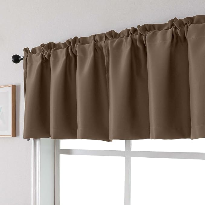 Chyhomenyc Brown Valances for Window, Room Darkening Short Curtains for Kitchen - Image 8