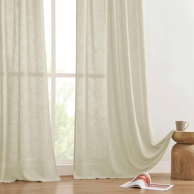 Joydeco Linen Curtains 72 Inch Length 2 Panels Set, Light Filtering Curtains - Image 7