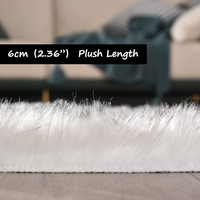 Goolela Faux Sheepskin Fur Rug Fluffy Fuzzy Furry Rug - Image 3