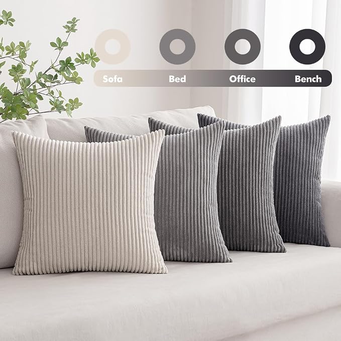 MIULEE Pack of 4 Neutral Grey Gradient Decorative Throw Pillow Covers 20x20 - Image 3