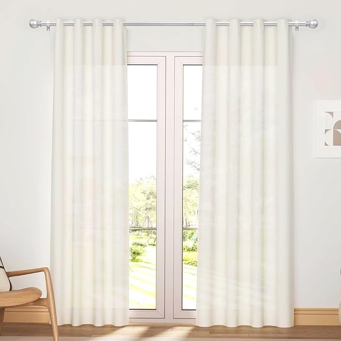 Silver Curtain Rod for Windows 66 to 120 Inch, 5/8 Inch Diameter Adjustable - Image 2