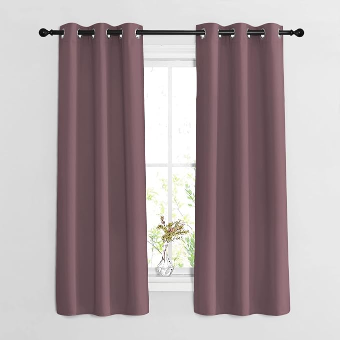 NICETOWN Dry Rose Bedroom Curtains 63 inch Length 2 Panels Set by NICETOWN