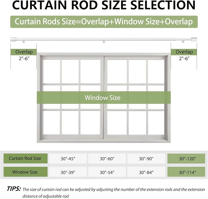 5/8” Diameter Curtain Rods 30-120 Inch, - Image 2