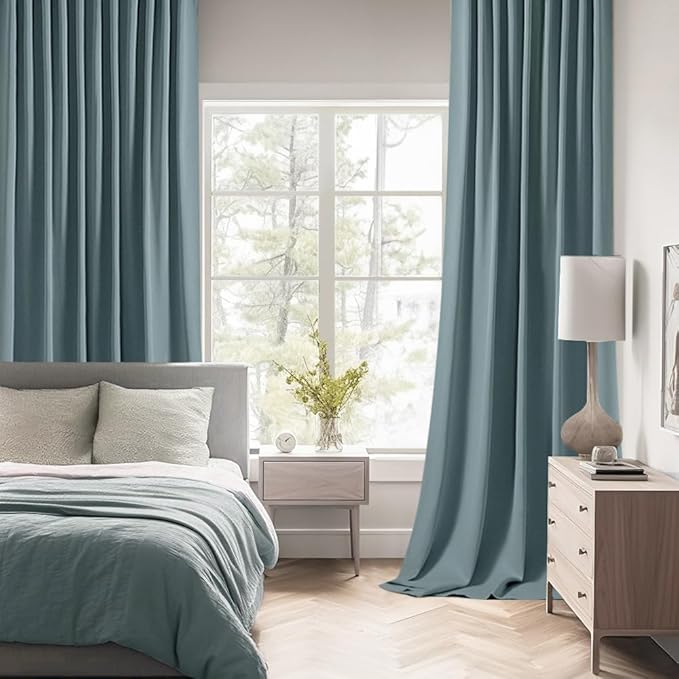MIULEE Greyish Blue Back Tab Blackout Curtains 84 Inch Length 2 Panels Set - Image 2