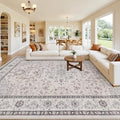 10x14 Area Rugs Living Room: Bedroom Washable Carpet Beige & Grey | Large by Luxturiy