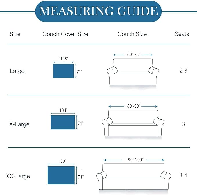 HANDONTIME Navy Blue Sectional Couch Covers, 3 Cushion Couch Chenille Cover - Image 6
