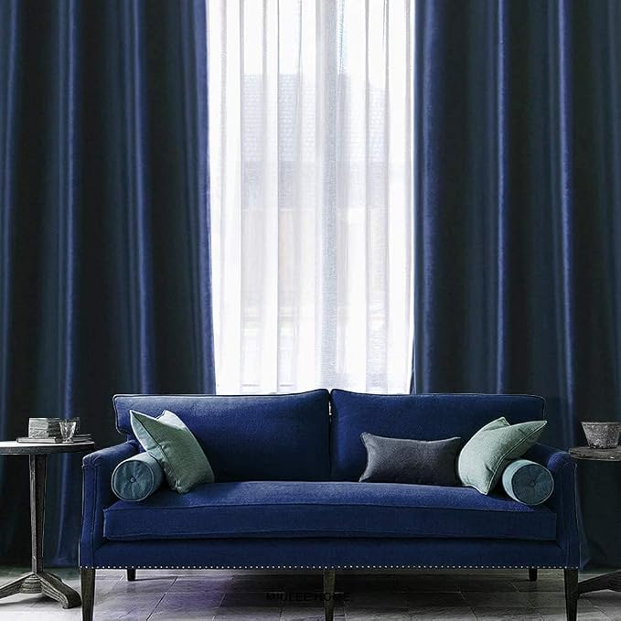 MIULEE 2 Panels Blackout Velvet Curtains Solid Soft Grommet Royal Blue Curtains - Image 6