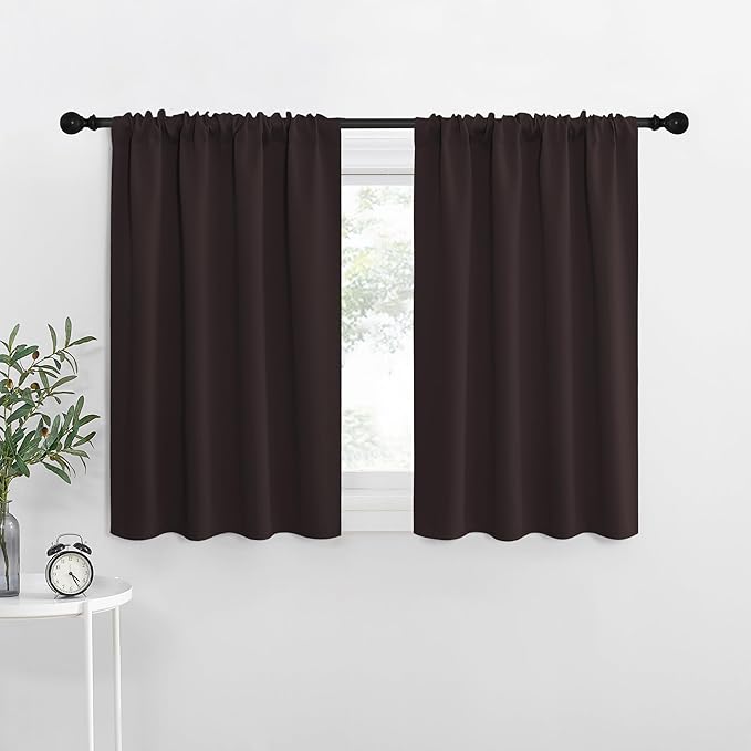 NICETOWN Kitchen Curtains, Toffee Brown, Short Blackout Drapes, Thermal by NICETOWN