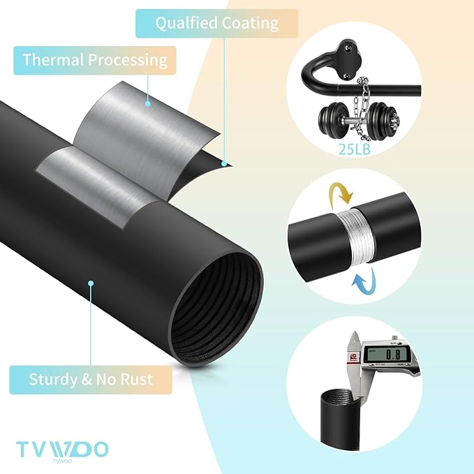 TVWOO Black Wrap Around Curtain Rods:5/8" Small Blackout Adjustable Window - Image 4