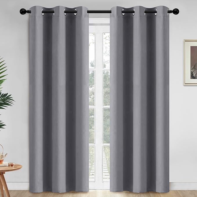 Yakamok 84 Inch Length Grey Blackout Curtains by Yakamok