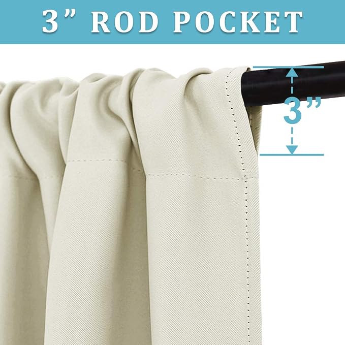 RYB HOME Curtains for Bedroom Living Room 63 inches Long, Thermal Insulated - Image 3