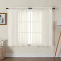 Gwine Ivory Sheer Curtains for Living Room 45 inches Long, Short Voile Light by Gwine