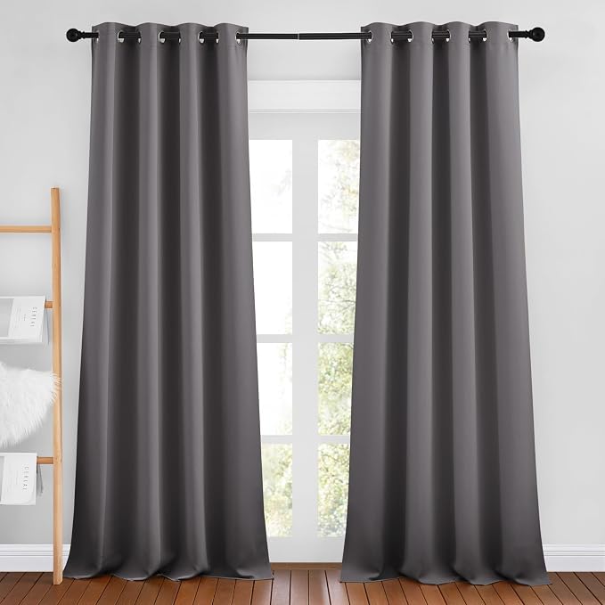 NICETOWN Grey Blackout Curtains 102 inches Long, Grommet Thermal Insulated by NICETOWN