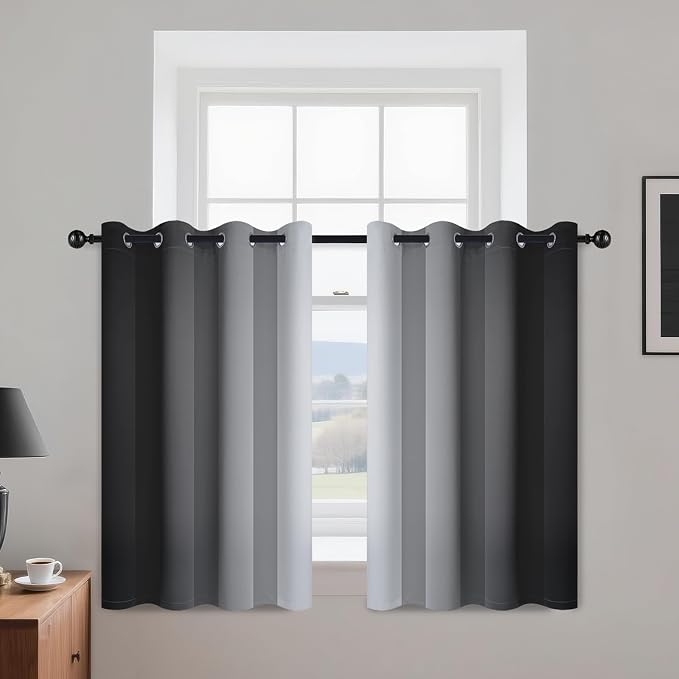 Yakamok Room Darkening Ombre Curtains 36 Inch Length, Light Blocking Grommet by Yakamok