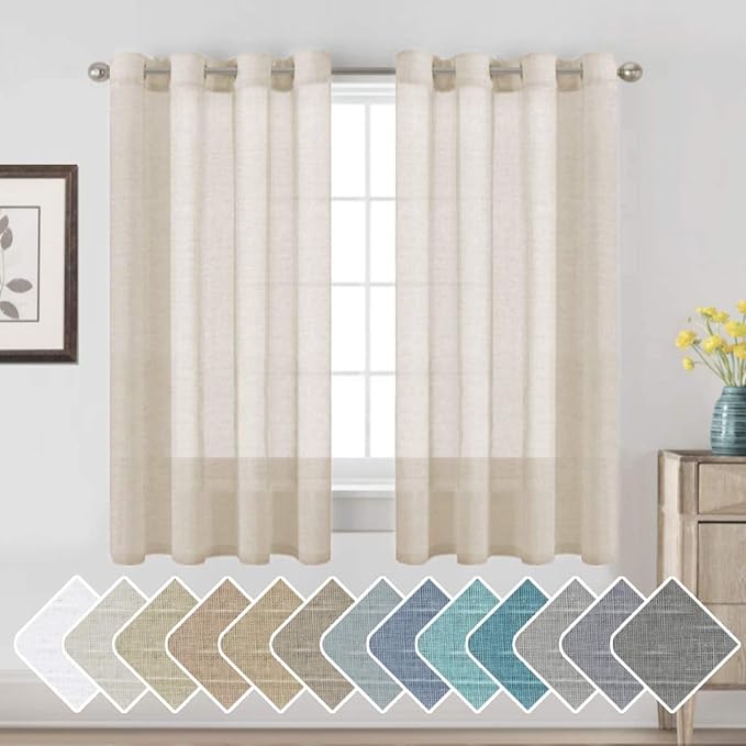 H.VERSAILTEX Linen Curtains Nickel Grommet Natural Linen Semi-Sheer Curtains 2 by HVERSAILTEX