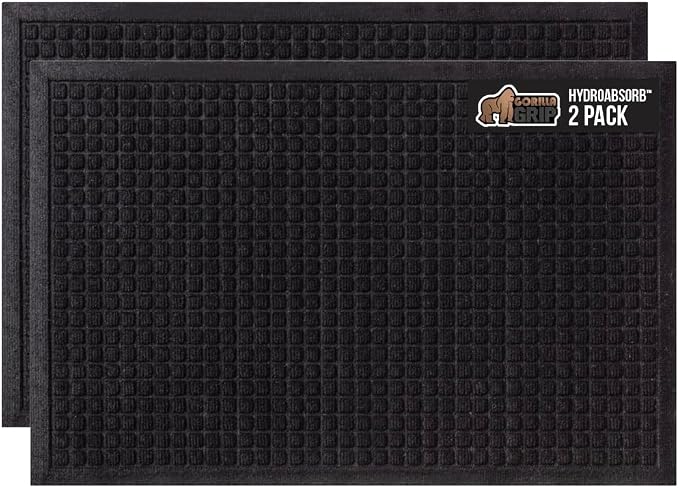GORILLA GRIP® Ultra Absorbent Front Door Mat Outside Entrance 35x23, Traps Dirt by GorillaGrip
