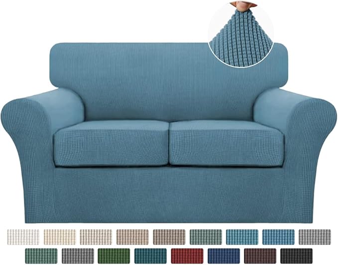Turquoize 3 Piece Sofa Covers for 2 Cushion Couch Sofa Slipcover Soft Couch by Turquoize