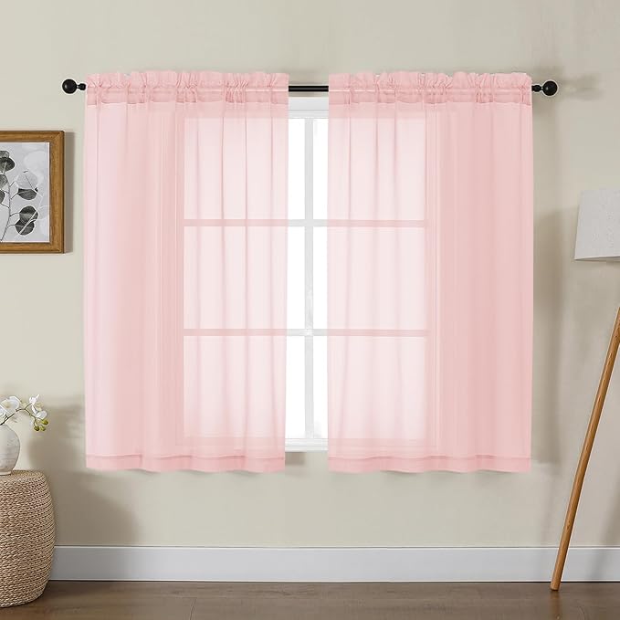 Gwine Blush Pink Sheer Curtains by Gwine