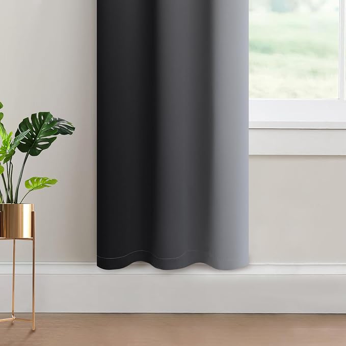 Yakamok Light Blocking Ombre Curtains, Room Darkening Grommet Window Drapes - Image 4