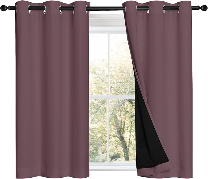 NICETOWN Dry Rose 100% Blackout Curtains 45 inches Long, 2 Thick Layers by NICETOWN