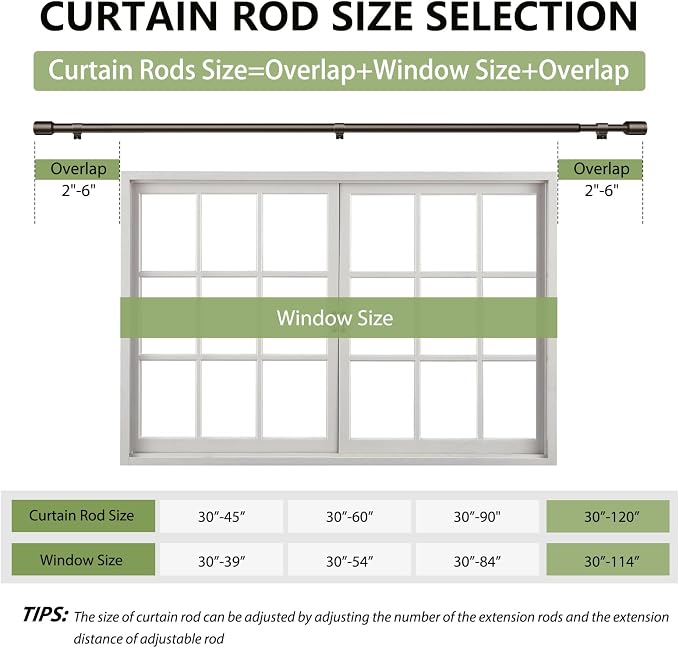 5/8” Diameter Curtain Rods 30-120 Inch, - Image 2