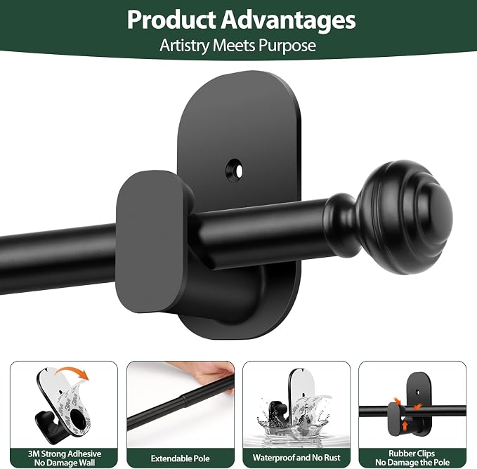 KAMANINA Curtain Rods No Drilling - Image 9