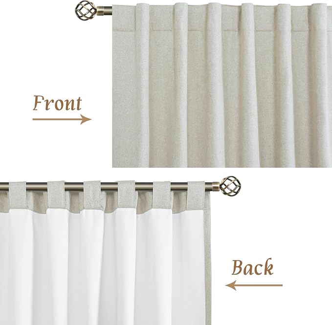 Stone 100% Blackout Short Linen Curtains - Image 8