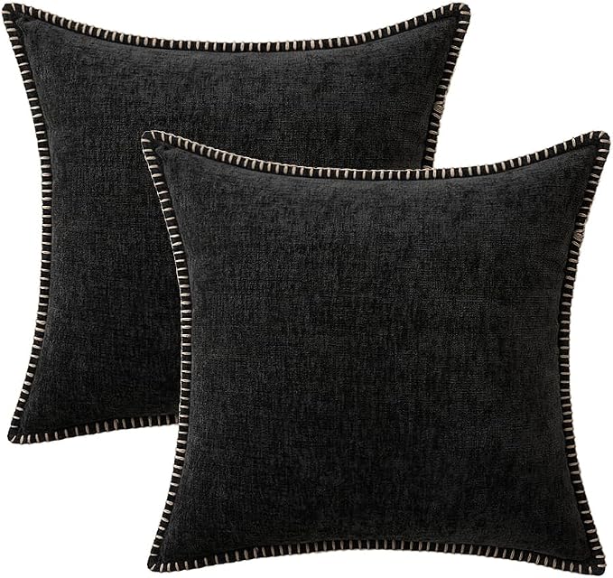 MIULEE Pack of 2 Couch Throw Pillow Covers 18x18 Inch Black Farmhouse - Image 6