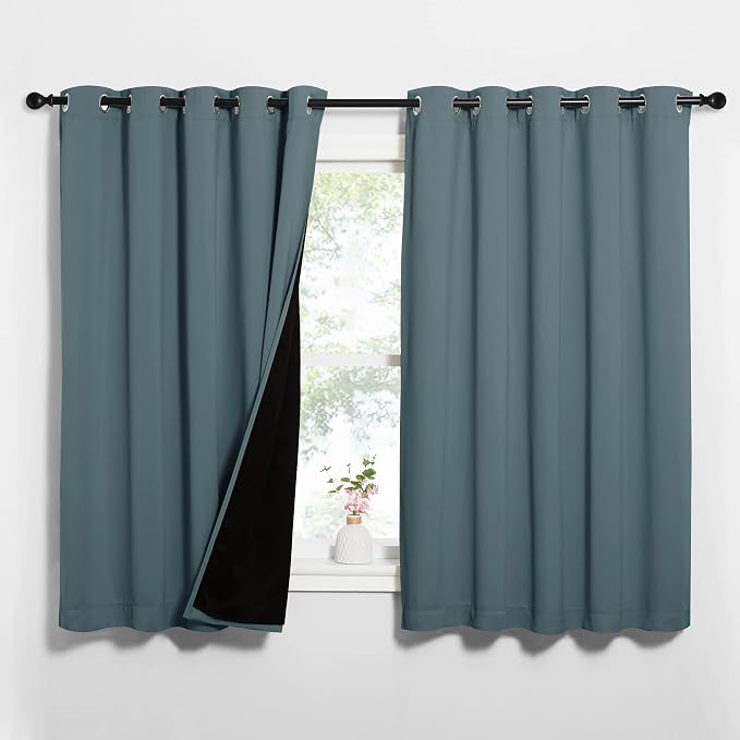 NICETOWN Greyish Green 100% Blackout Lined Curtains, 2 Thick Layers Completely by NICETOWN