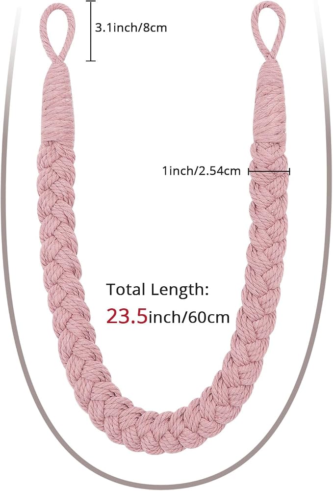 NICEEC 2 Pack Natural Cotton Rope Curtain Tiebacks Elegant Boho Style - Image 3