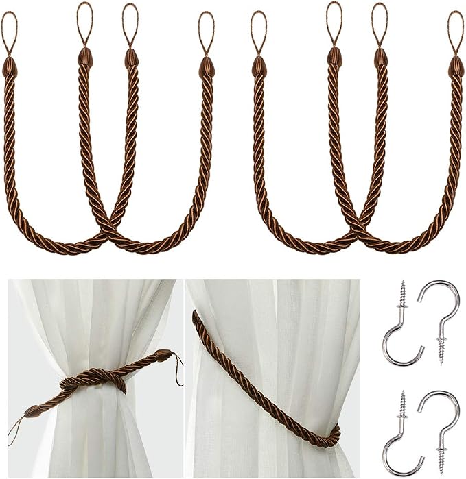 BEL AVENIR Curtain Rope Tiebacks, Drapery Rope Holdbacks by BELAVENIR