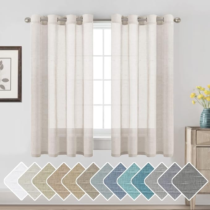 H.VERSAILTEX Linen Curtains Nickel Grommet Natural Linen Semi-Sheer Curtains 2 by HVERSAILTEX