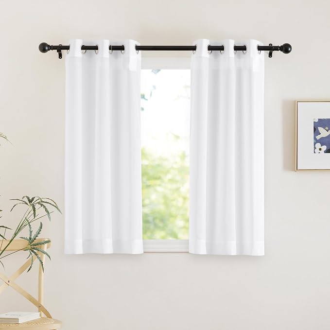 NICETOWN White Sheer Curtains 45 inches Long, Grommet Light Filtering Airy by NICETOWN